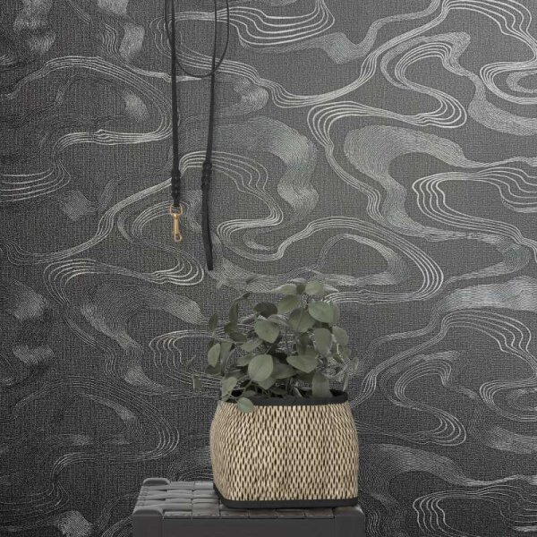 Tapete Schwarz, Anthrazit Marburg Vliestapete (34537)