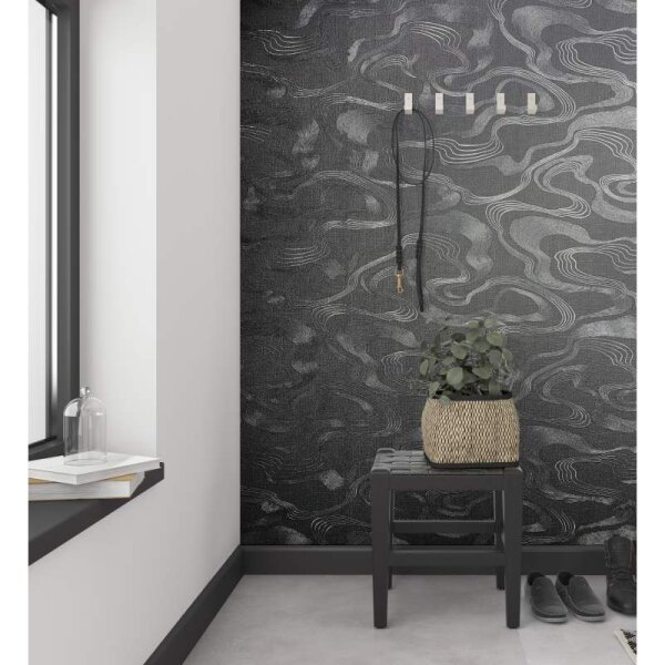 Tapete Schwarz, Anthrazit Marburg Vliestapete (34537)