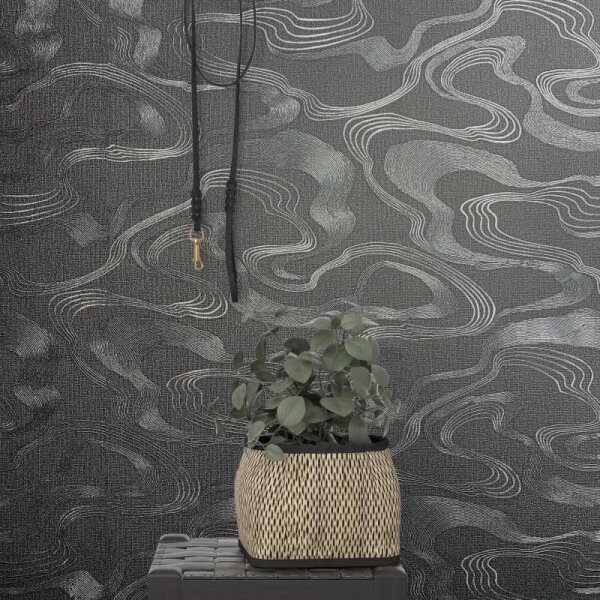 Tapete Schwarz, Anthrazit Marburg Vliestapete (34537)