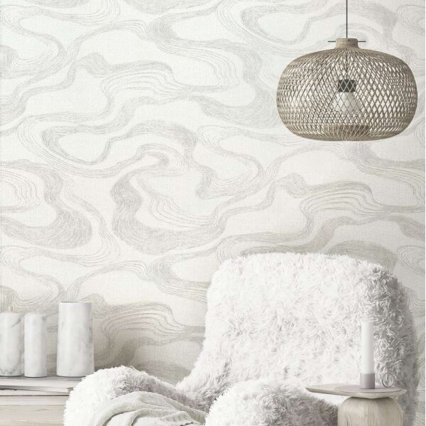 Tapete Grau, Silber, Weiß Marburg Vliestapete (34534)