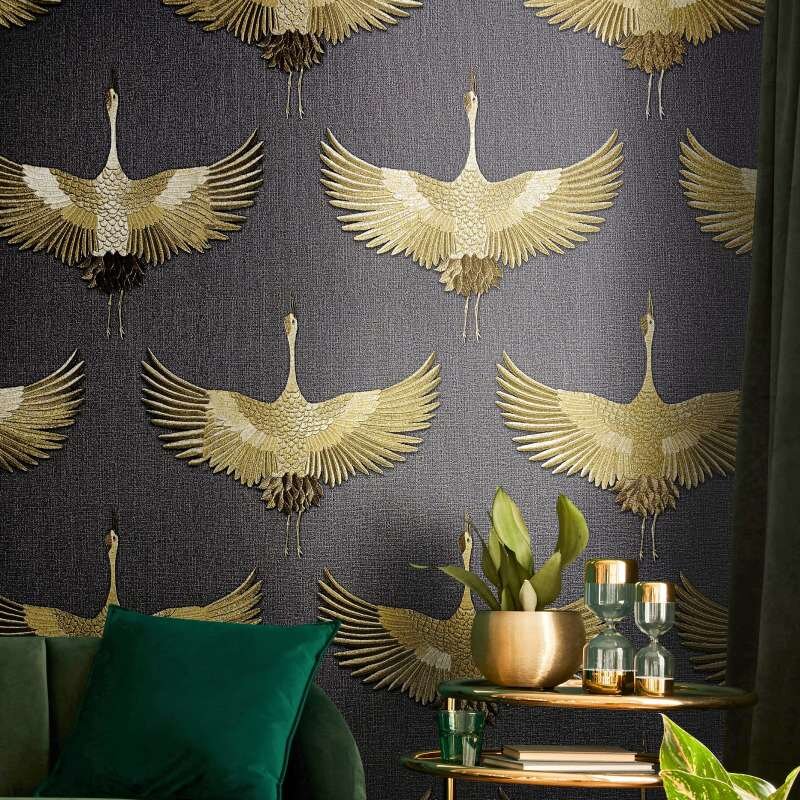 Tapete Schwarz, Anthrazit, Gold, Kupfer Marburg Vliestapete (34532)