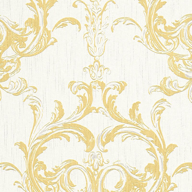 Tapete Weiß, Gelb, Vanille Architects Paper Textiltapete (961965)