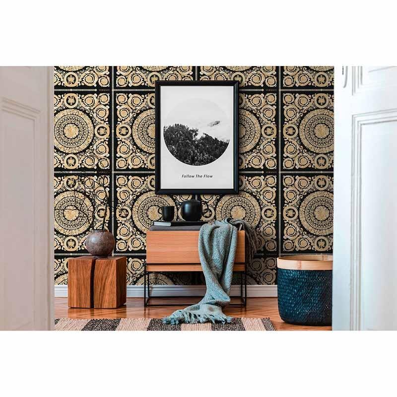 Tapete Gold, Kupfer, Schwarz, Anthrazit VERSACE Vliestapete (370553)