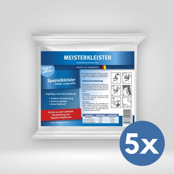 5 x 200 g Meisterkleister Spezial für alle Tapetenarten (1 Kilogram)