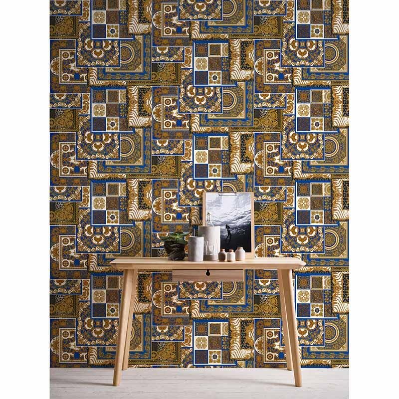 Tapete Blau, Gold, Kupfer VERSACE Vliestapete (370481)