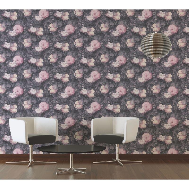 Tapete Rosa, Rose, Schwarz, Anthrazit livingwalls Vliestapete (369212)