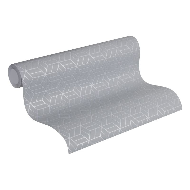369204 Tapete Grau Silber Grafik Geometrie Vliestapete Wohnzimmer modern livingwalls