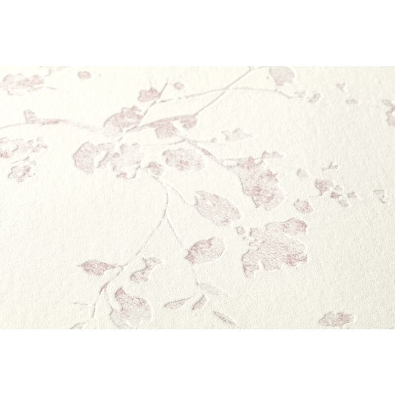 368961 Tapete Rosa Rose Weiß Blumen Floral Blätter Zweige Vliestapete livingwalls
