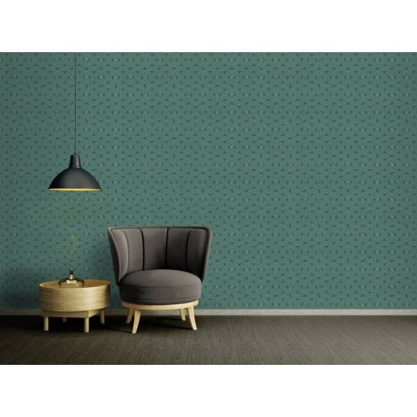 Tapete Blau, Grün, Petrol, Gold Architects Paper Vliestapete (391753)