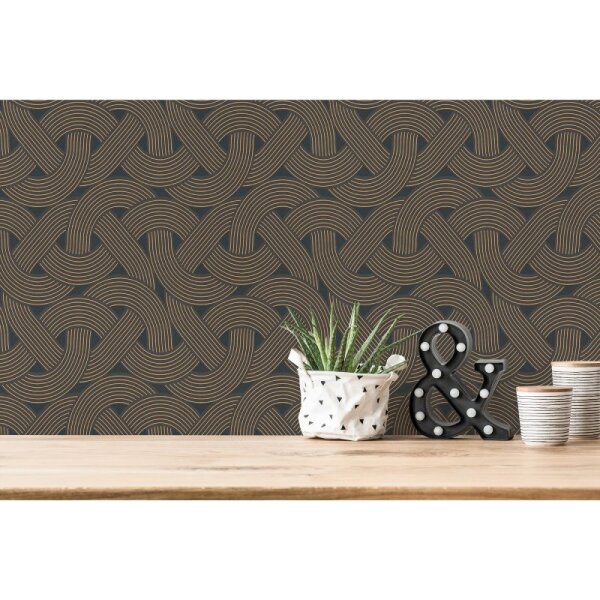 Tapete Schwarz, Gold Architects Paper Vliestapete (391751)
