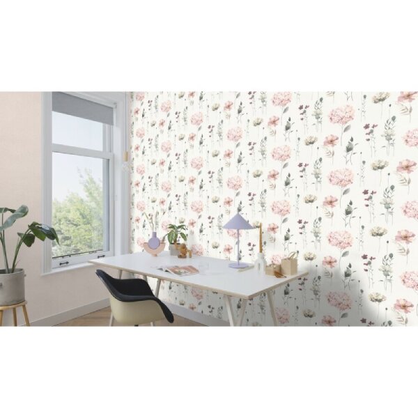 Tapete Pastellfarben, Rosa, Weiß Rasch Vliestapete (300642)