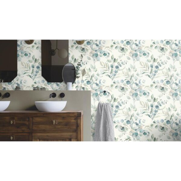 Tapete Blau, Grün, Pastellfarben Rasch Vliestapete (300215)