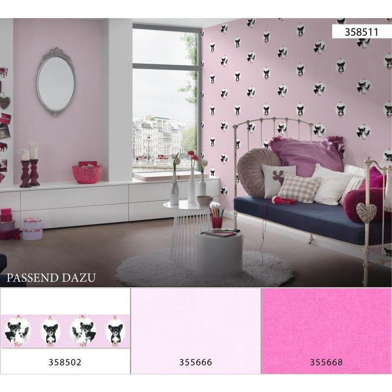 Bordüre Rosa, Rose, Schwarz, Anthrazit, Weiß AS-Creation Vlies (358502)