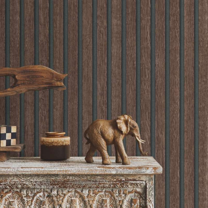 Tapete Holzpaneel Akustikpaneel Braun Dunkle Eiche (1040033)