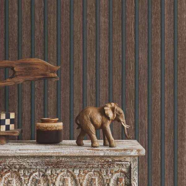 Tapete Holzpaneel Akustikpaneel Braun Dunkle Eiche (1040033)