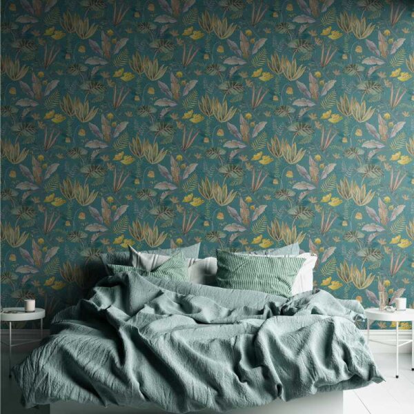 Tapete Petrol, Blau, Grün, Braun livingwalls Vliestapete (393483)