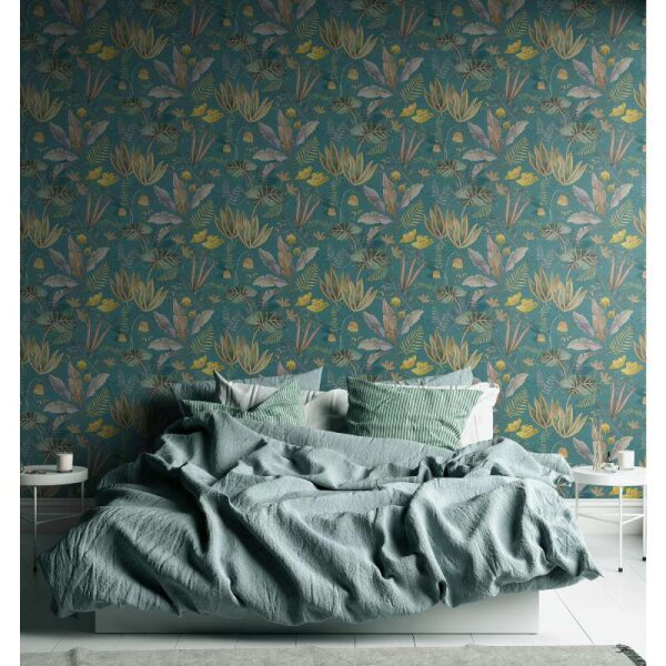 Tapete Petrol, Blau, Grün, Braun livingwalls Vliestapete (393483)