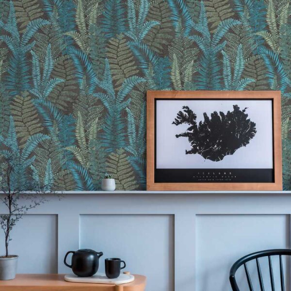 Tapete Petrol, Blau, Grün, Schwarz livingwalls Vliestapete (393473)