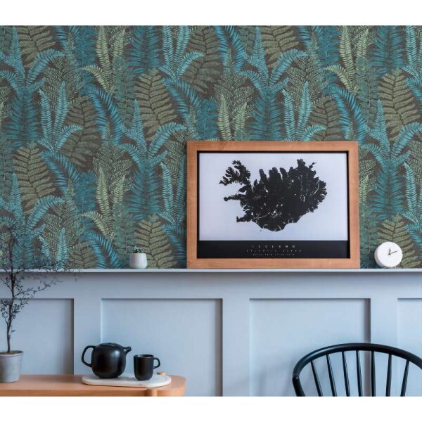 Tapete Petrol, Blau, Grün, Schwarz livingwalls Vliestapete (393473)