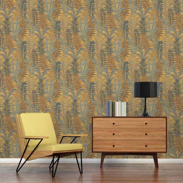 Tapete Gelb, Braun, Petrol livingwalls Vliestapete (393472)