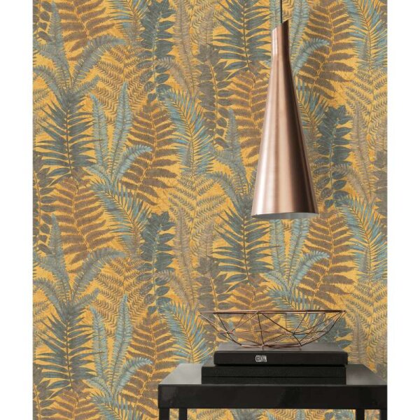 Tapete Gelb, Braun, Petrol livingwalls Vliestapete (393472)