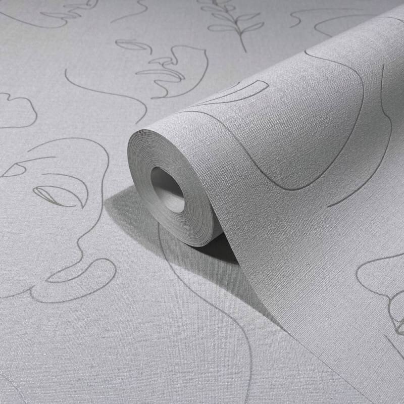 82436 Tapete Kunst Menschen Motiv Grau Silber Schimmereffekt Vliestapete Novamur