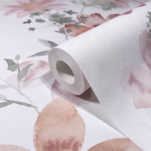 Tapete Pastell, Rosa, Rot, Weiß Novamur Vliestapete (81626)