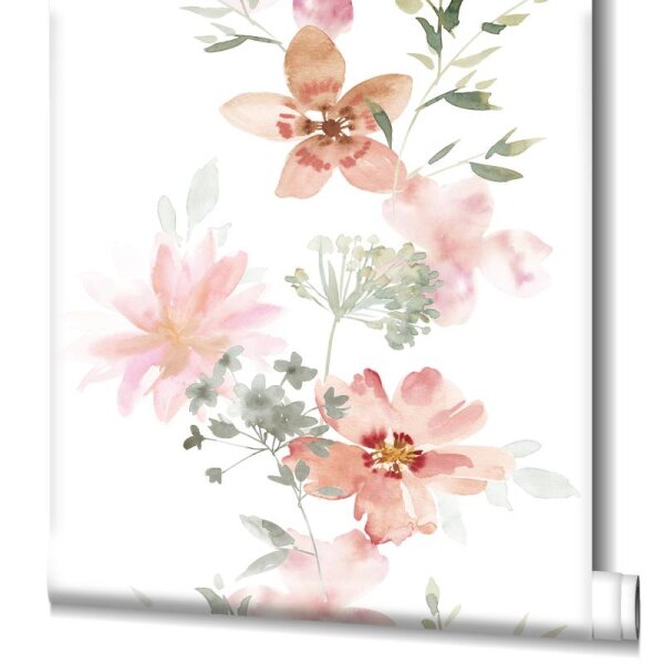 Tapete Pastell, Rosa, Rot, Weiß Novamur Vliestapete (81626)