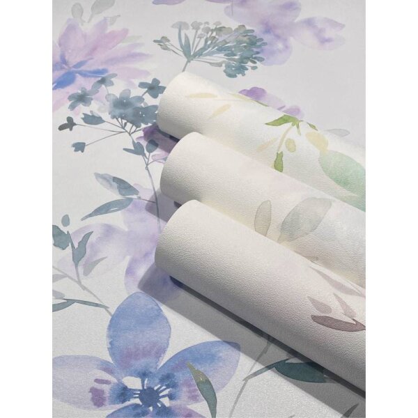 Tapete Grün, Lila, Flieder, Pastell, Weiß Novamur Vliestapete (81625)