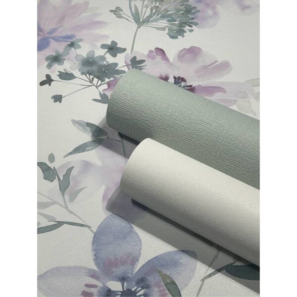 Tapete Grün, Lila, Flieder, Pastell, Weiß Novamur Vliestapete (81625)