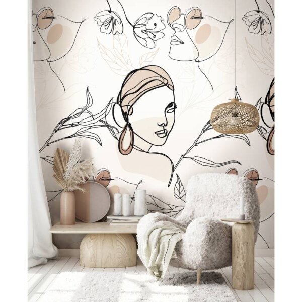 Digitaldruck-Tapete Beige, Braun, Weiß Novamur (81610)