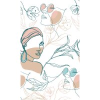 Digitaldruck-Tapete Apricot, Blau, Wei&szlig; Novamur...