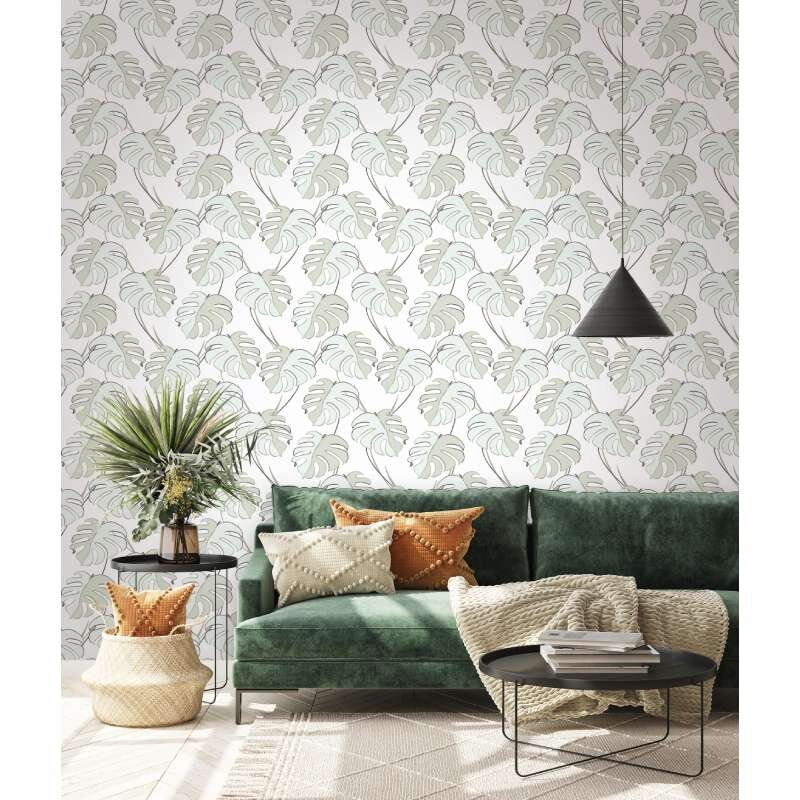 Tapete Grün, Pastell, Weiß Novamur Vliestapete (81607)