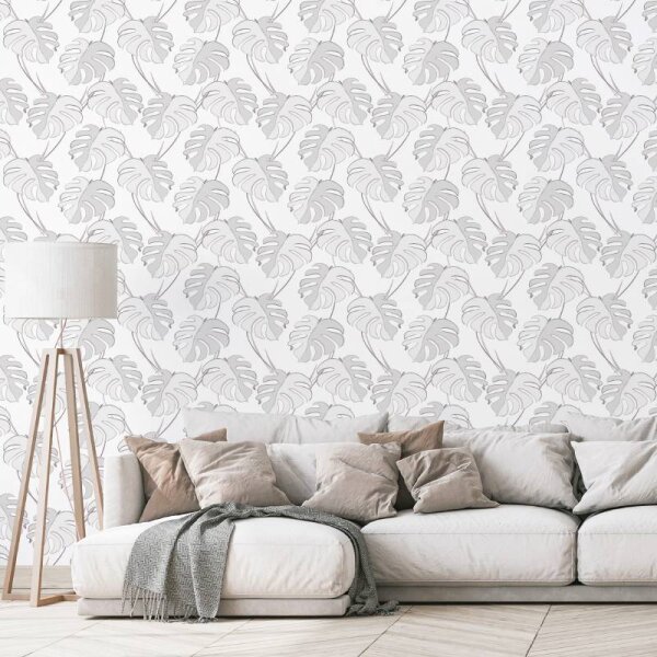 Tapete Grau, Weiß Novamur Vliestapete (81604)