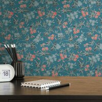 Tapete Blau, Gr&uuml;n, Orange, Terrakotta, Petrol...