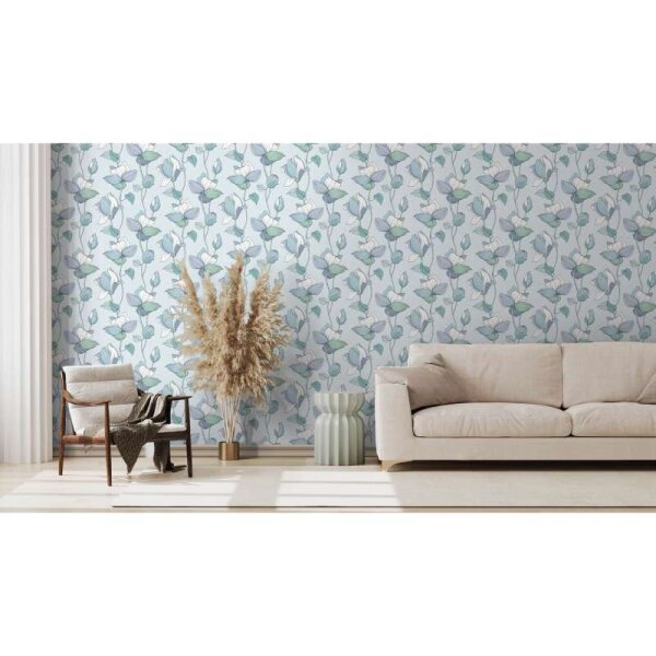 Tapete Blau, Grün, Pastellfarben Marburg Vliestapete (47473)