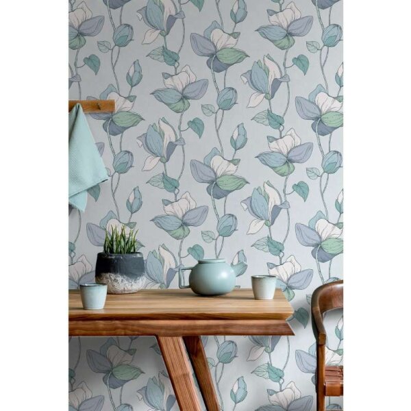 Tapete Blau, Grün, Pastellfarben Marburg Vliestapete (47473)