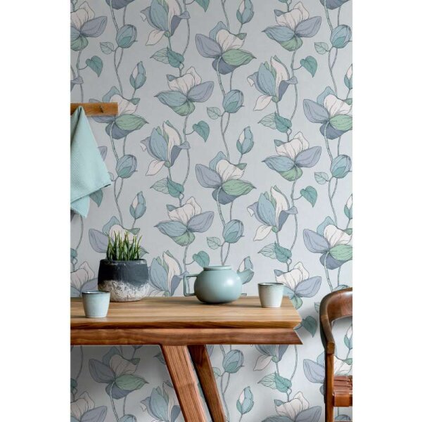 Tapete Blau, Grün, Pastellfarben Marburg Vliestapete (47473)