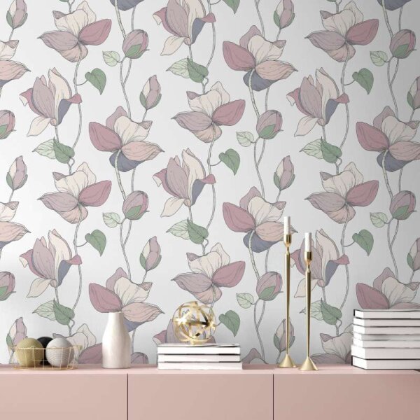 Tapete Beige, Lila, Pastellfarben Marburg Vliestapete (47472)