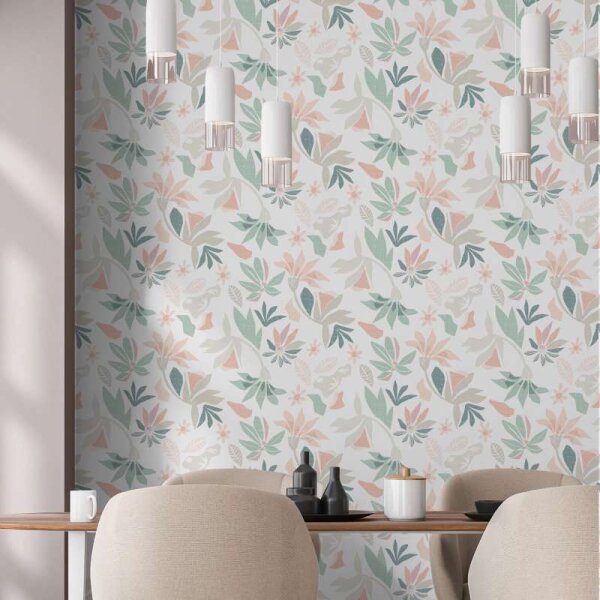 Tapete Bunt, Pastellfarben, Weiß Marburg Vliestapete (47469)