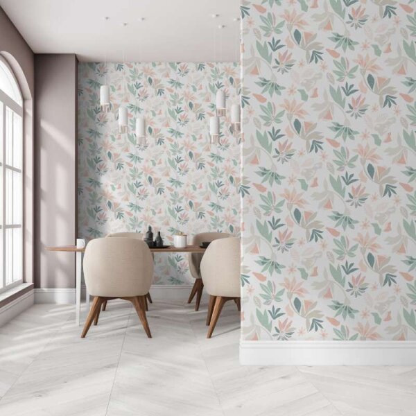 Tapete Bunt, Pastellfarben, Weiß Marburg Vliestapete (47469)