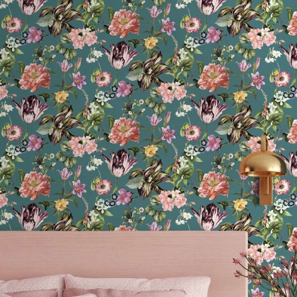 Tapete Grün, Blau, Petrol, Rosa Marburg Vliestapete (47462)