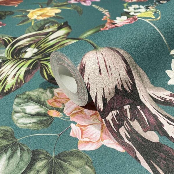 Tapete Grün, Blau, Petrol, Rosa Marburg Vliestapete (47462)