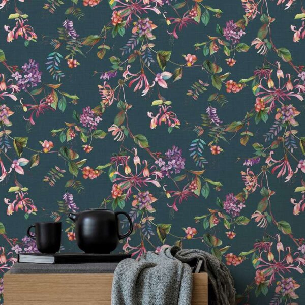 Tapete Grün, Blau, Petrol, Pink Marburg Vliestapete (47454)