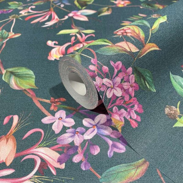 Tapete Grün, Blau, Petrol, Pink Marburg Vliestapete (47454)