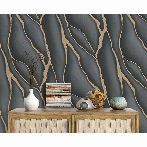 Tapete Schwarz, Anthrazit ELLE Decoration Vliestapete (1034515)