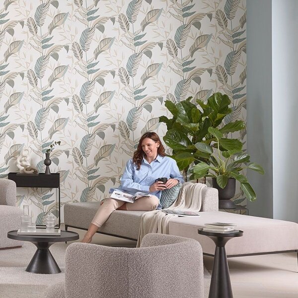 Tapete Beige, Creme, Blau, Grün ELLE Decoration Vliestapete (1033207)