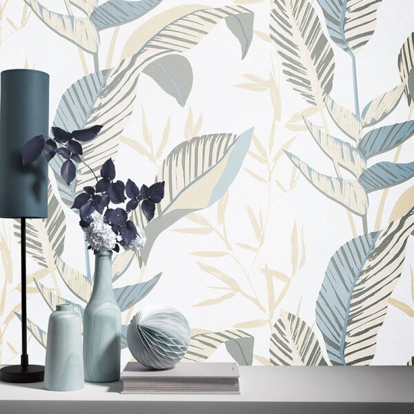 Tapete Beige, Creme, Blau, Grün ELLE Decoration Vliestapete (1033207)