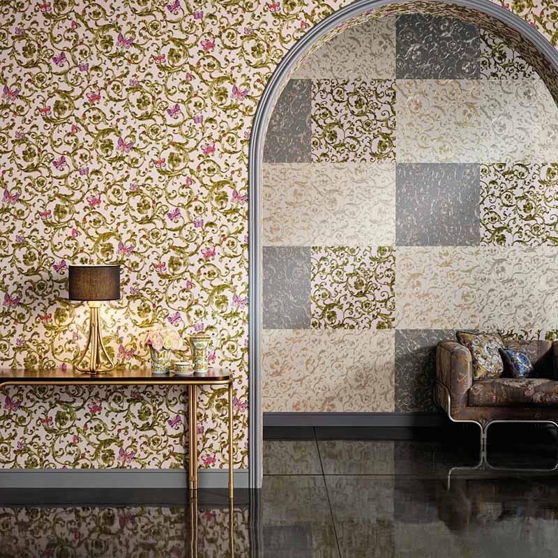 Tapete Rosa, Rose, Gold, Kupfer VERSACE Vliestapete (343254)