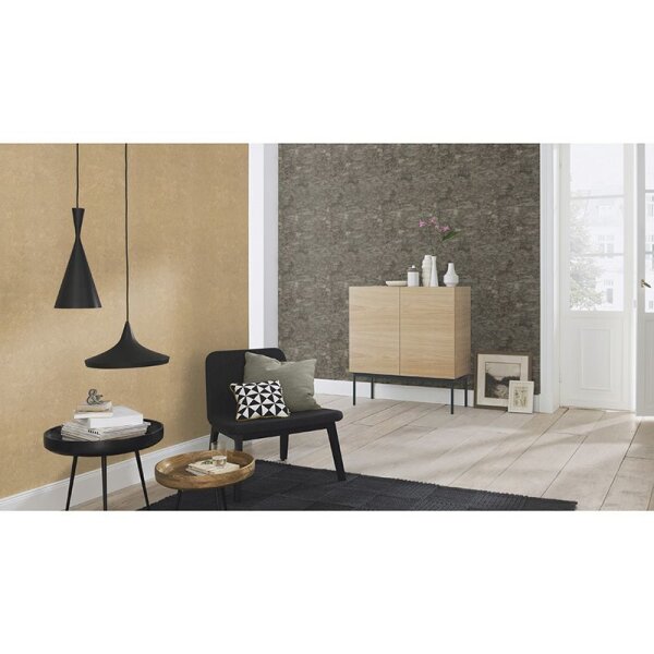 Tapete Gold, Kupfer, Schwarz, Anthrazit Rasch Vliestapete (499742)